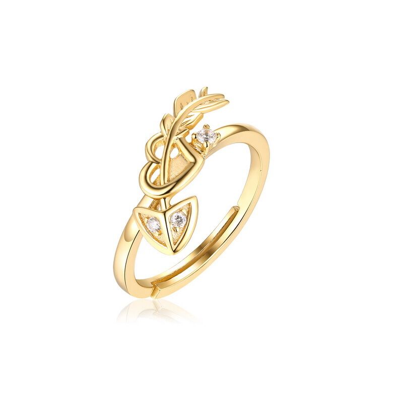 Cupid\'s Arrow S925 Sterling Silver Ring with 9k Yellow Gold Plating
